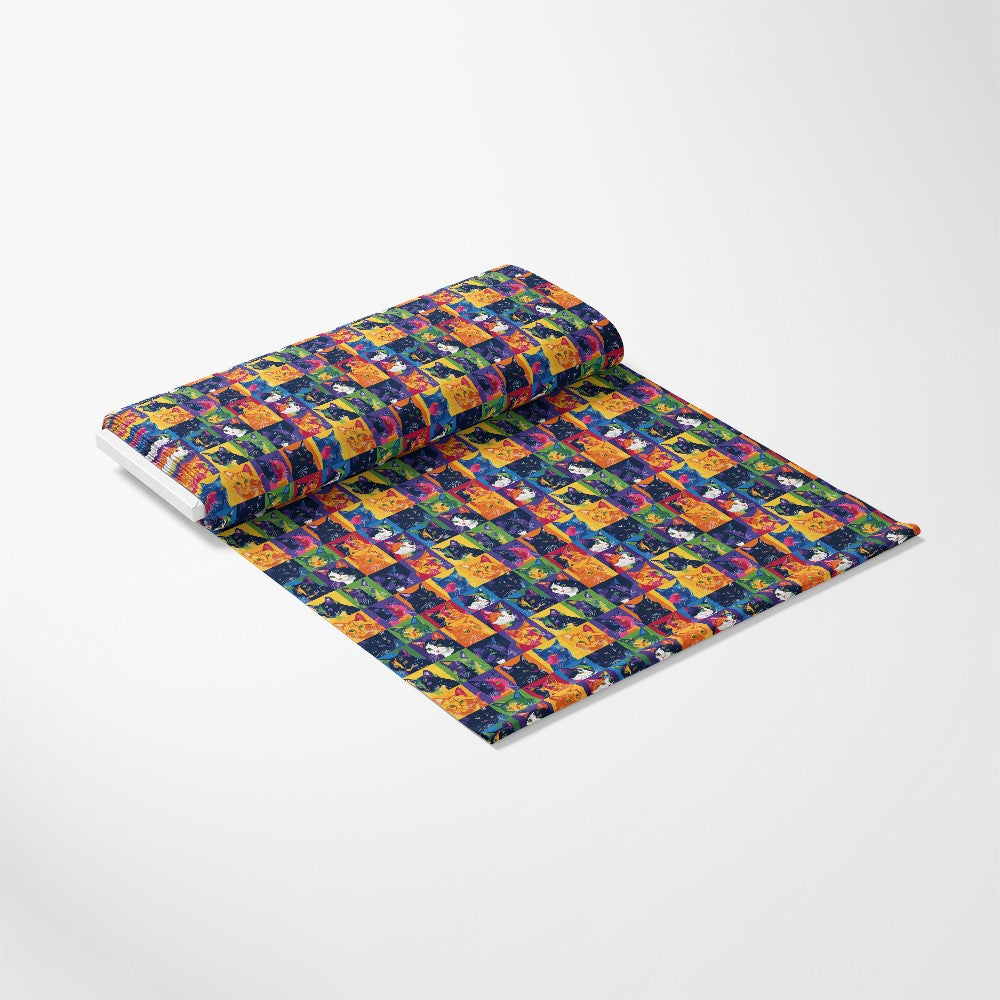 Cat Patchwork Pattern 2 Quilting Cotton Fabric