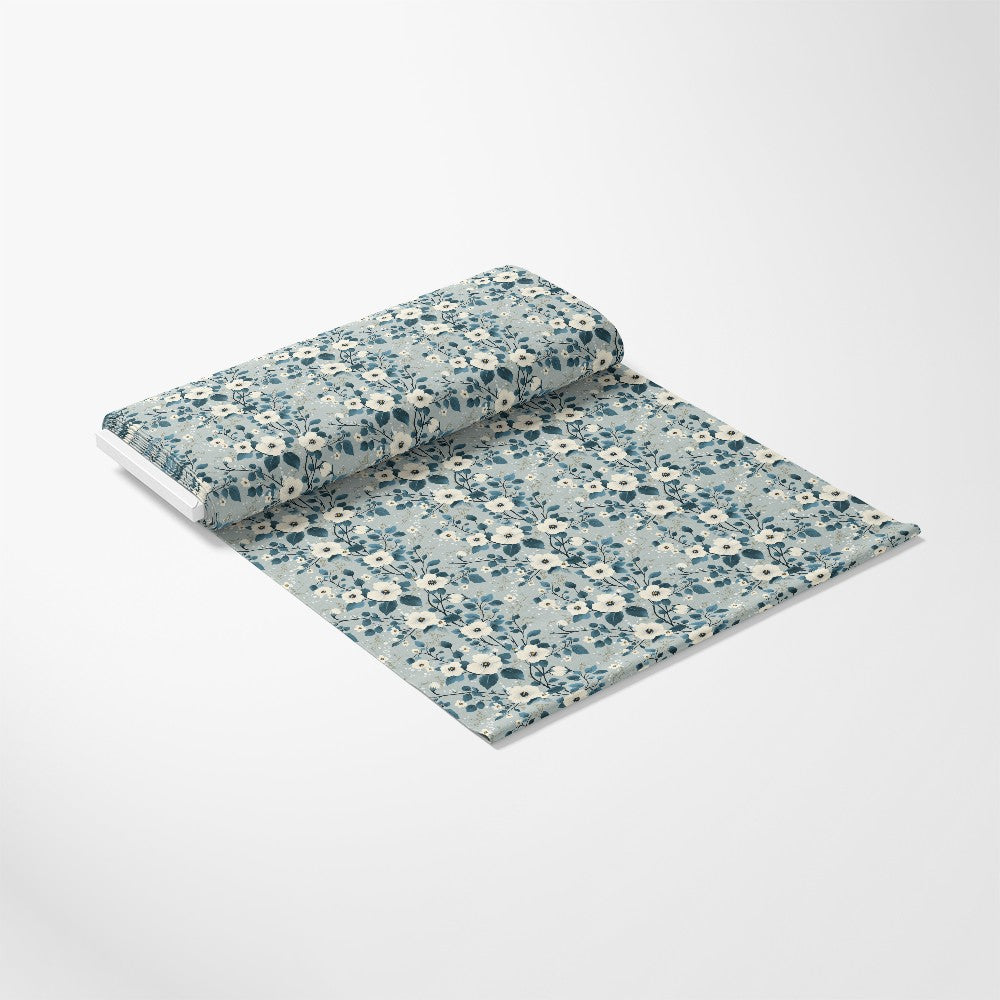 Cornflower Blue Floral Pattern 9 Quilting Cotton Fabric