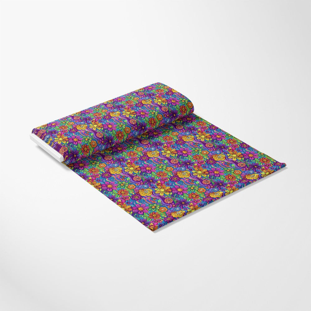 Rainbow Hippie Flowers Pattern 5 Quilting Cotton Fabric