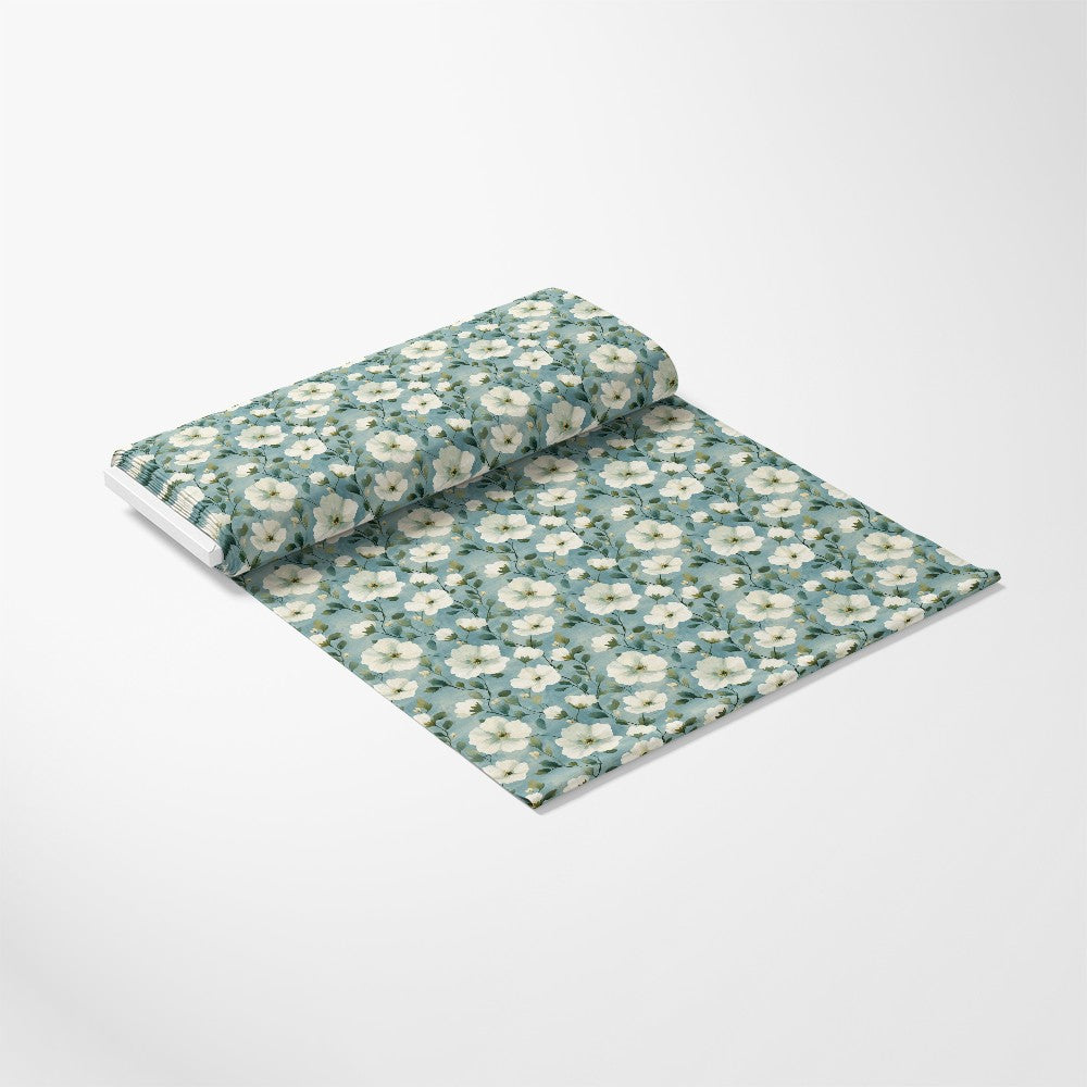 Cornflower Blue Floral Pattern 4 Quilting Cotton Fabric
