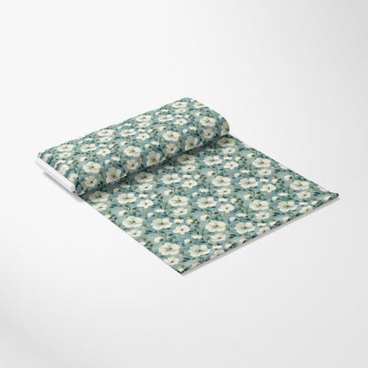 Cornflower Blue Floral Pattern 4 Quilting Cotton Fabric