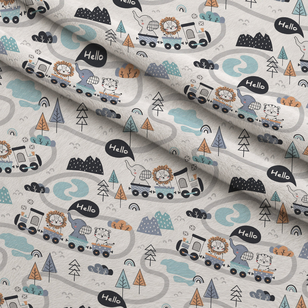 Peachy Rainbow Doodles Pattern 1 Minky Fabric