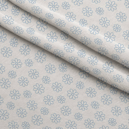 Periwinkle Dreams Daisies Outline on White Minky Fabric