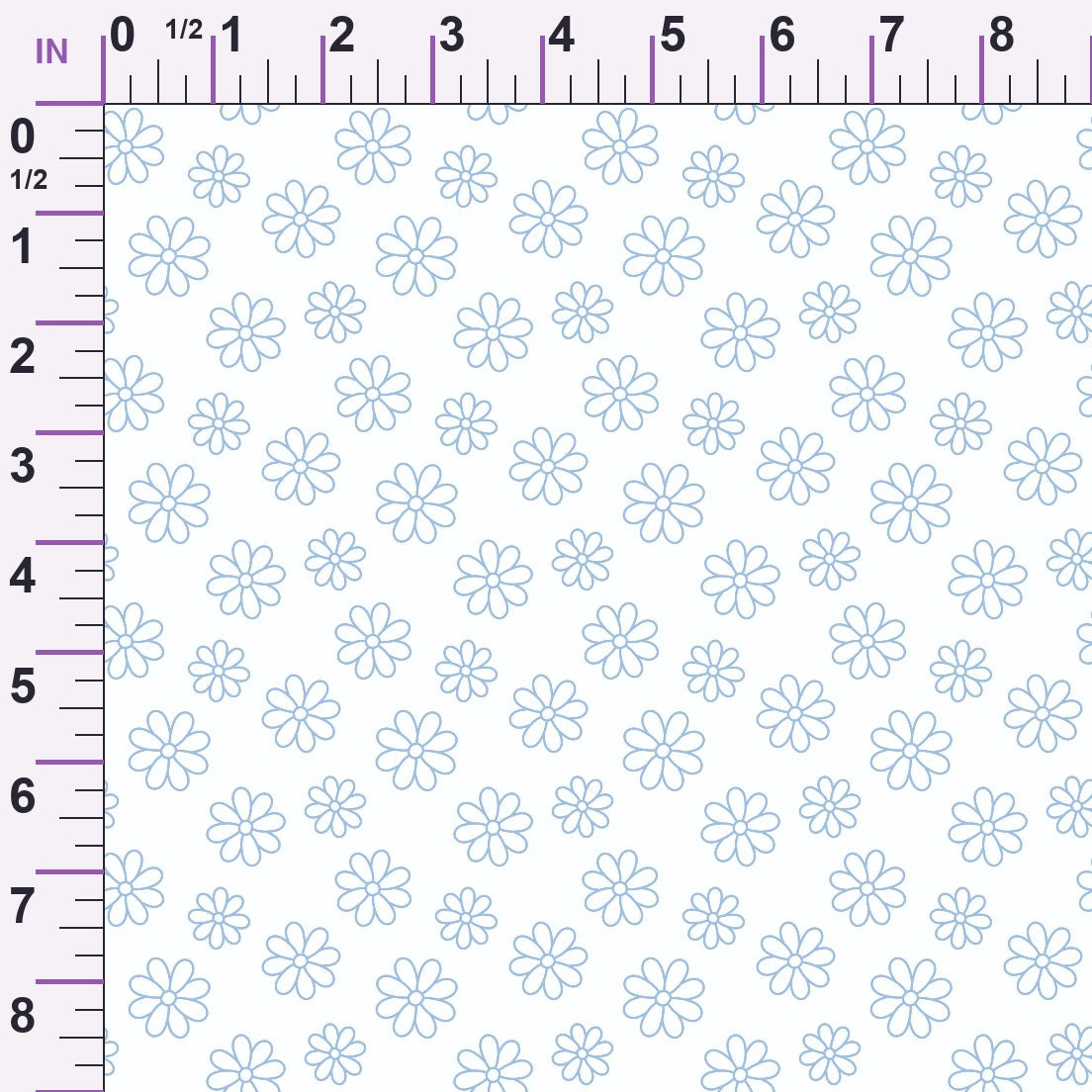 Periwinkle Dreams Daisies Outline on White Minky Fabric