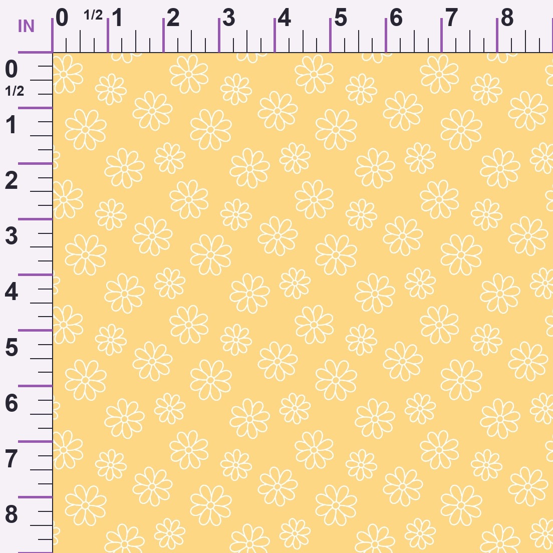 Periwinkle Dreams Daisies Outline on Yellow Minky Fabric