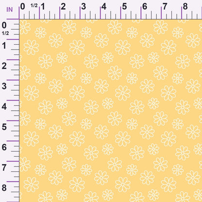 Periwinkle Dreams Daisies Outline on Yellow Minky Fabric