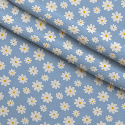 Periwinkle Dreams White Daisies on Periwinkle Minky Fabric