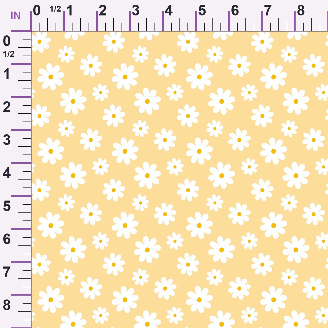 Periwinkle Dreams White Daisies on Yellow Minky Fabric