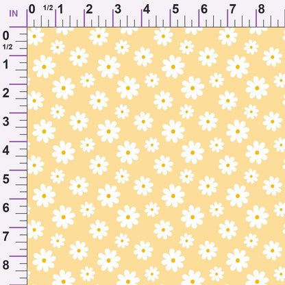 Periwinkle Dreams White Daisies on Yellow Minky Fabric