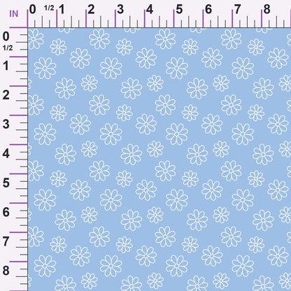 Periwinkle Dreams White Daisies Outline Minky Fabric