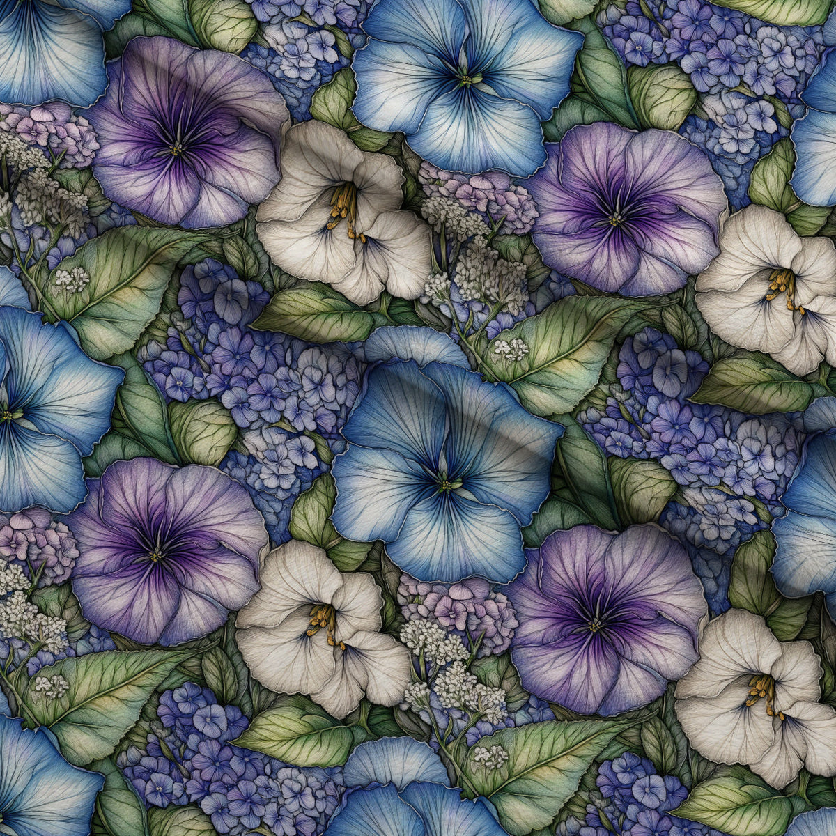 Periwinkle Garden Pattern 3 Minky Fabric