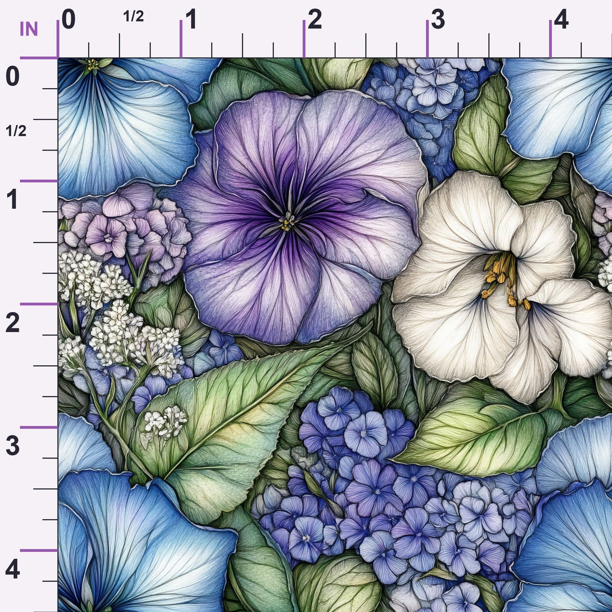 Periwinkle Garden Pattern 3 Minky Fabric