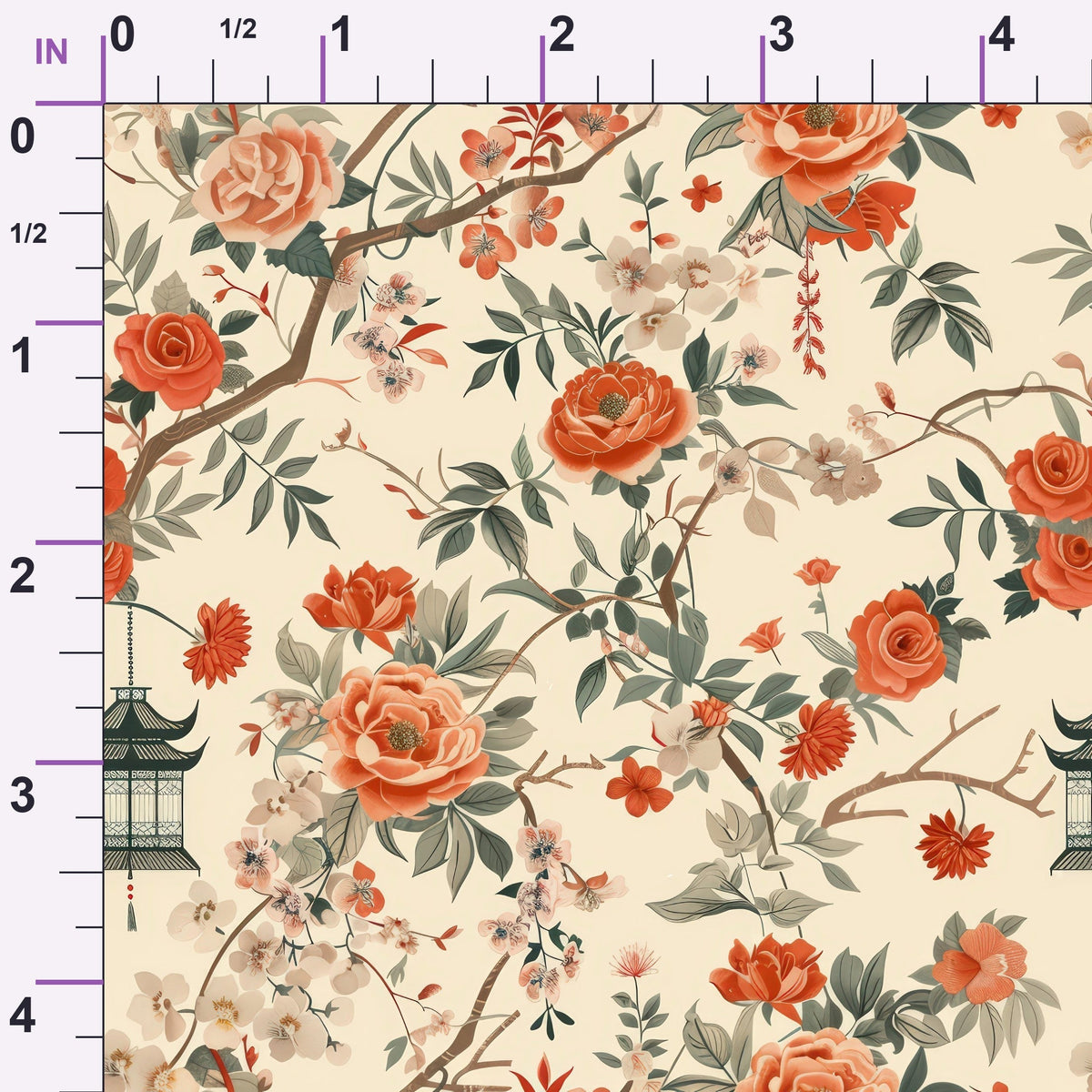 Persimmon Pagoda Pattern 1 Minky Fabric