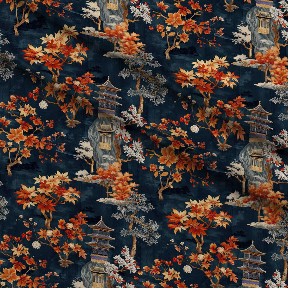 Persimmon Pagoda Pattern 10 Minky Fabric