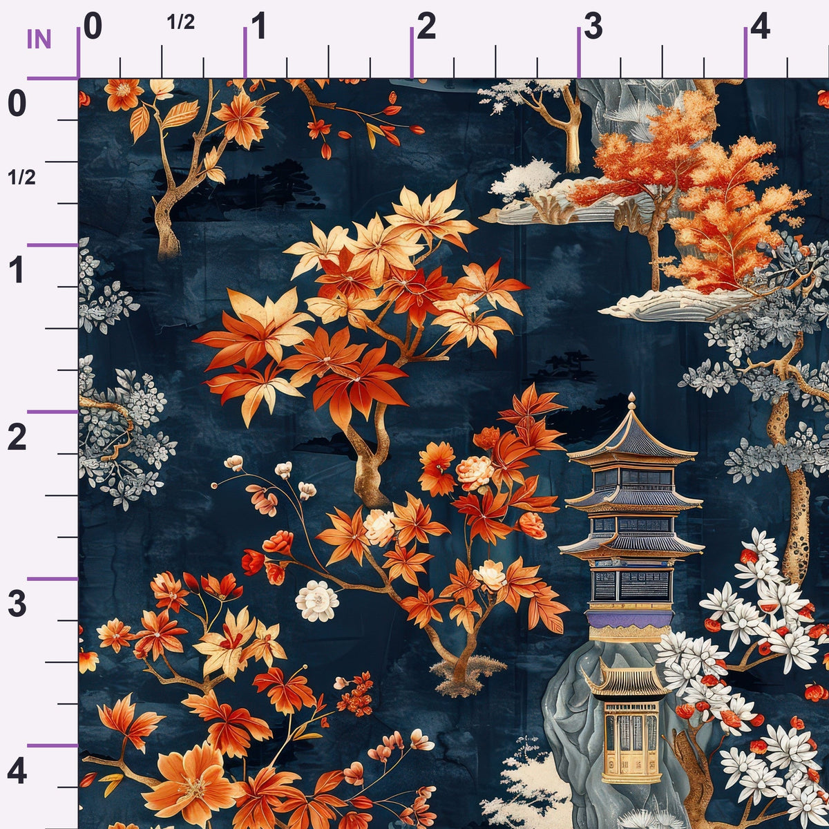 Persimmon Pagoda Pattern 10 Minky Fabric