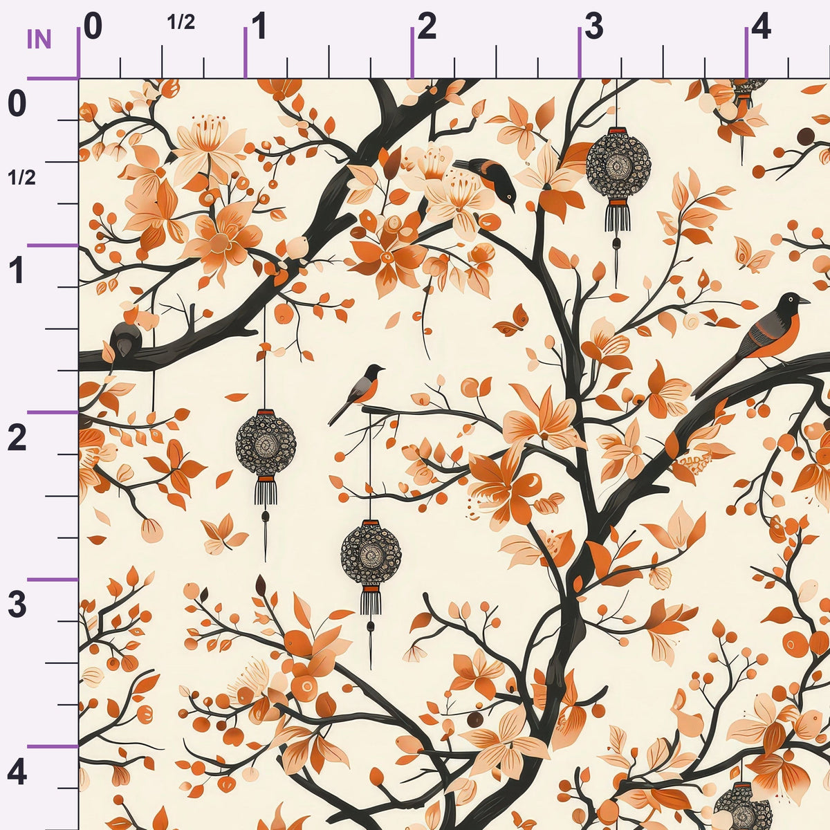 Persimmon Pagoda Pattern 12 Minky Fabric