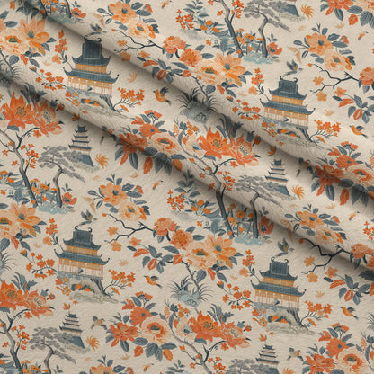 Persimmon Pagoda Pattern 2 Minky Fabric