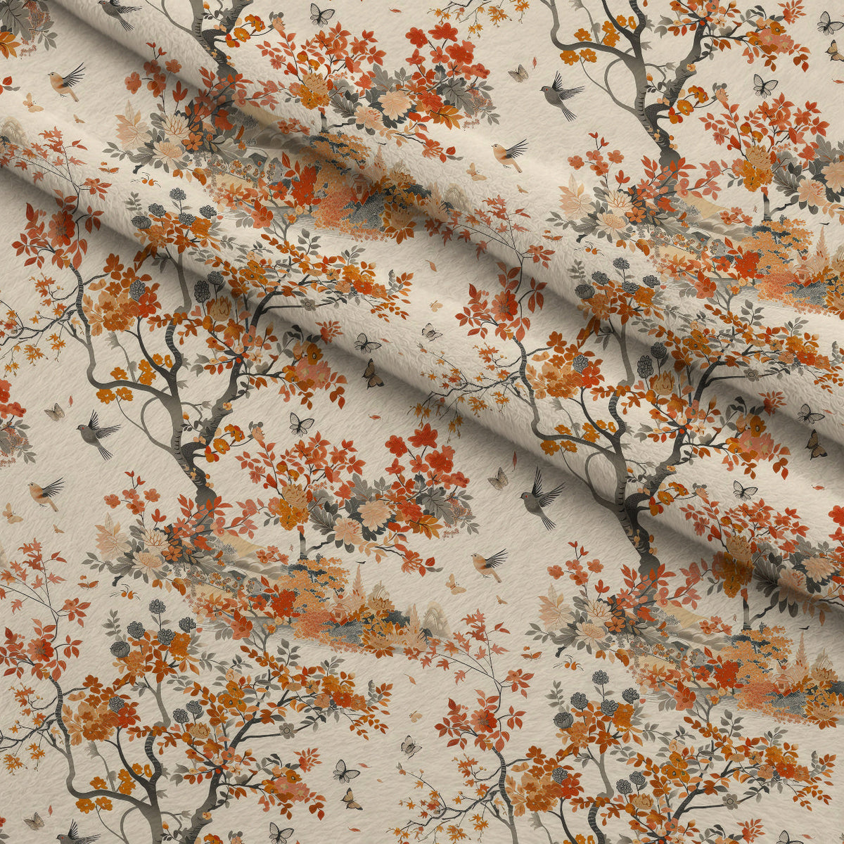 Persimmon Pagoda Pattern 3 Minky Fabric