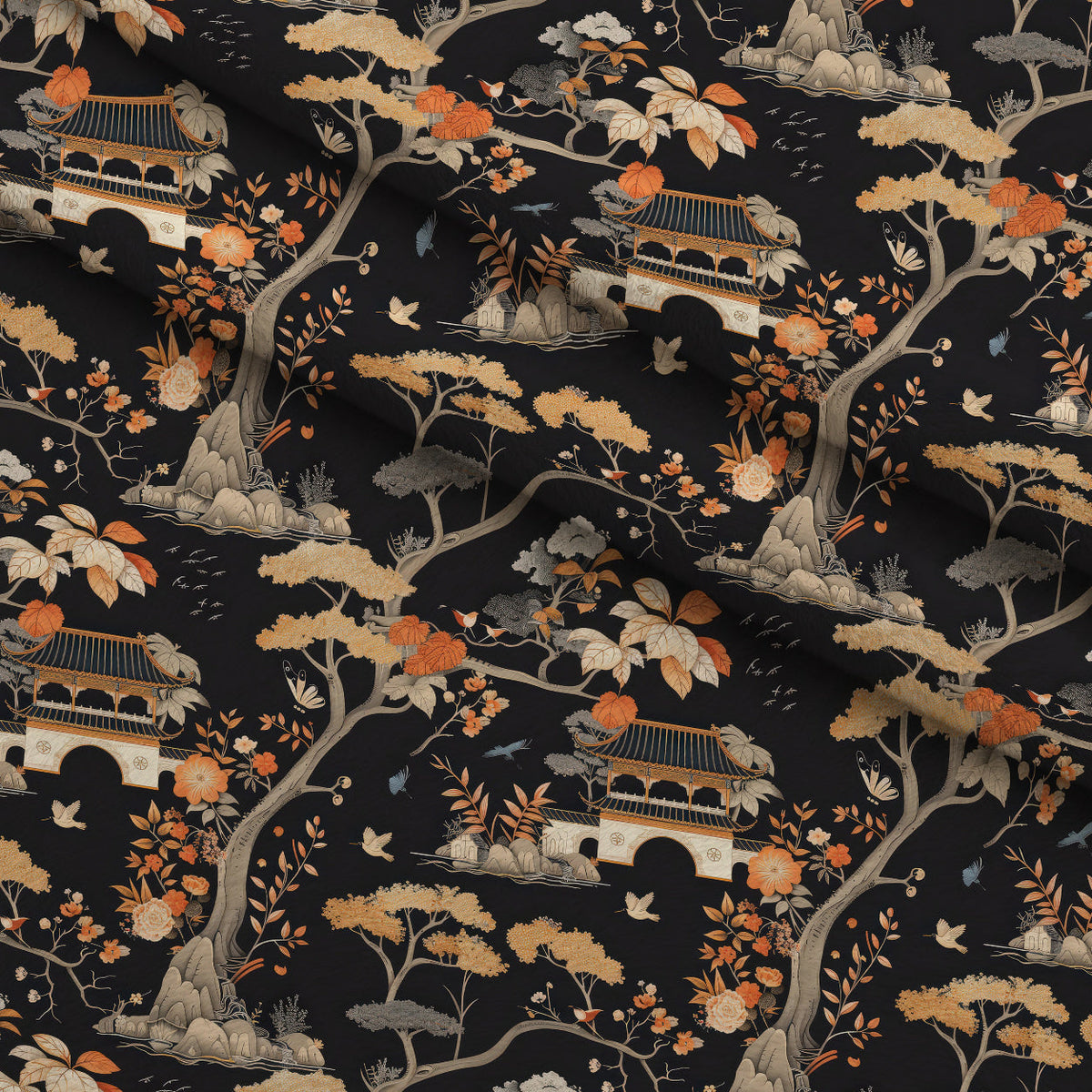 Persimmon Pagoda Pattern 4 Minky Fabric