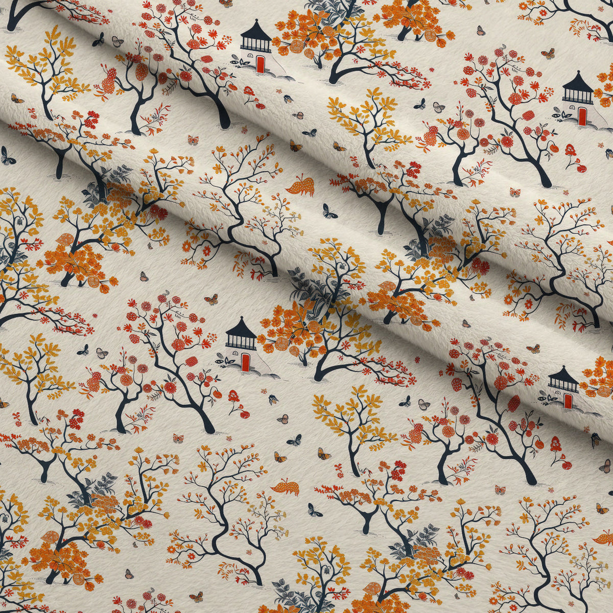 Persimmon Pagoda Pattern 5 Minky Fabric