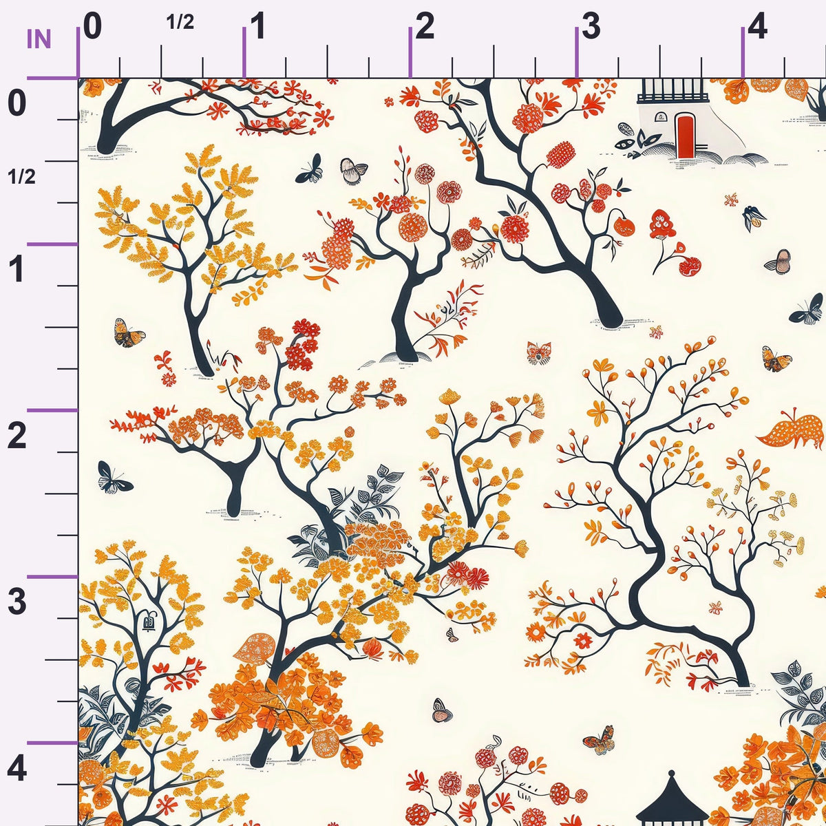 Persimmon Pagoda Pattern 5 Minky Fabric