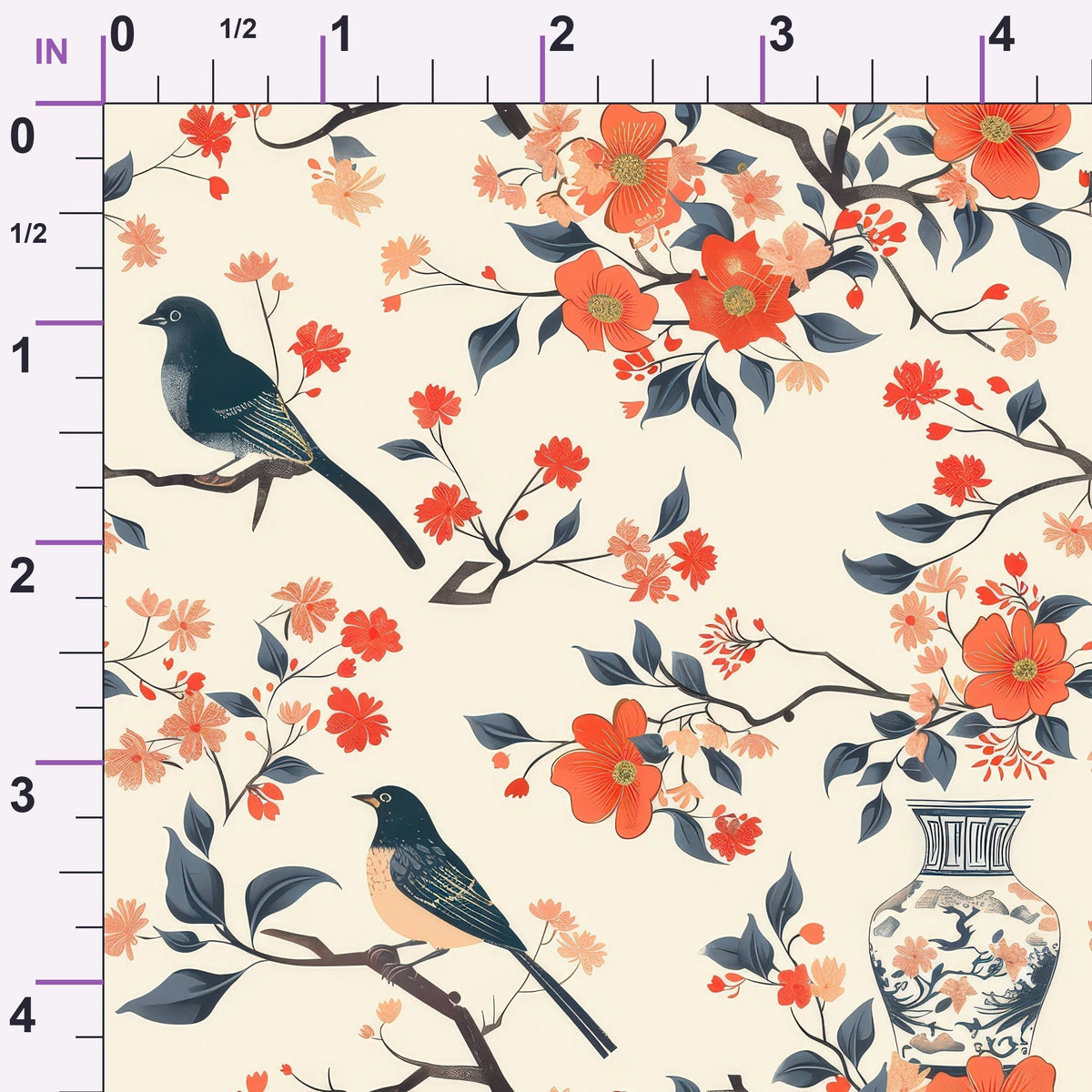Persimmon Pagoda Pattern 6 Minky Fabric