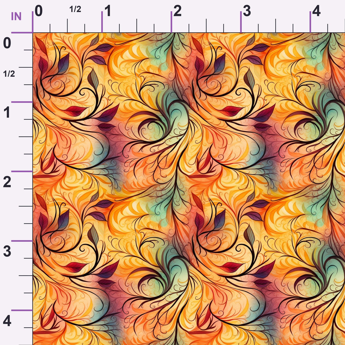Phoenix Plumes Pattern 1 Minky Fabric