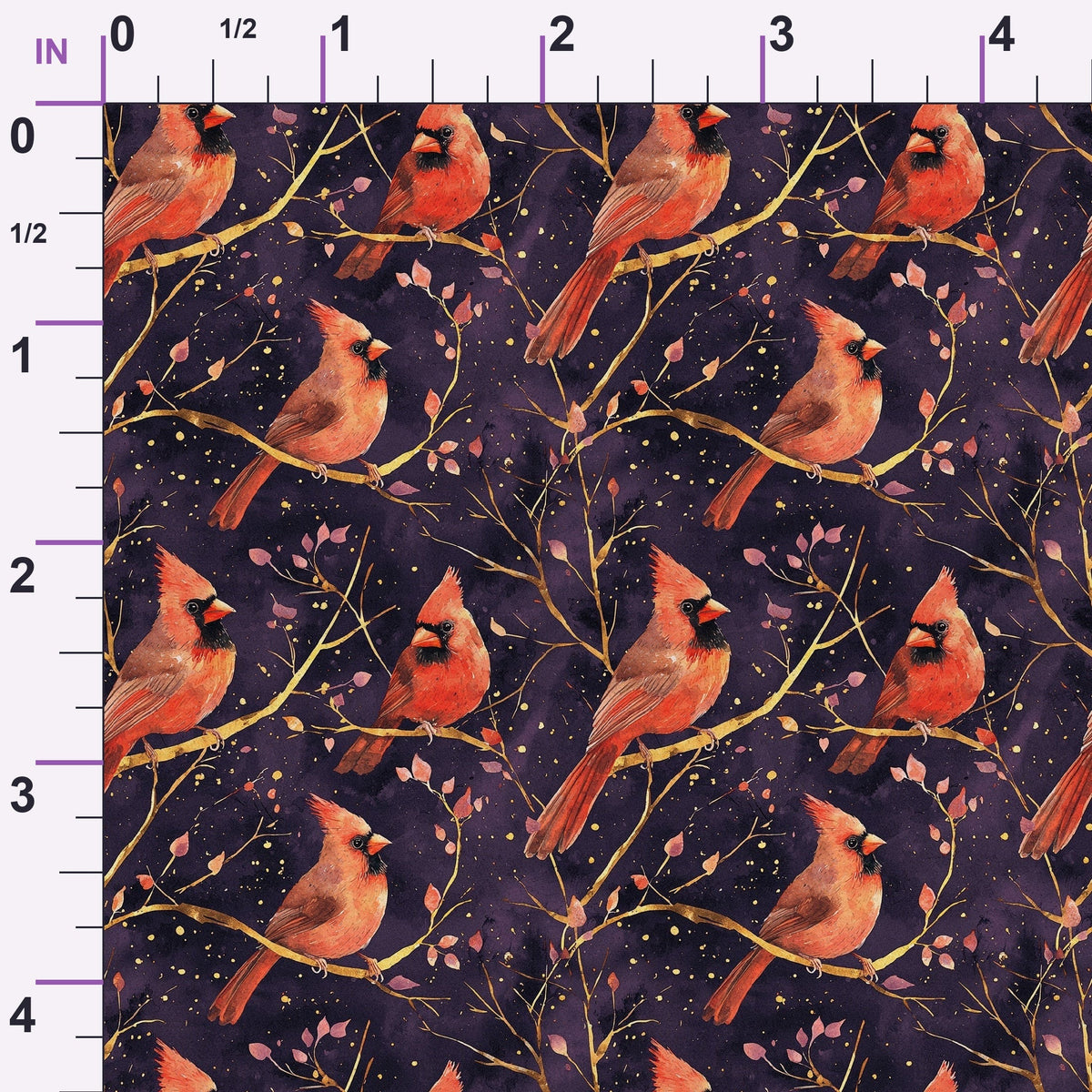 Plum Songbird Pattern 1 Minky Fabric