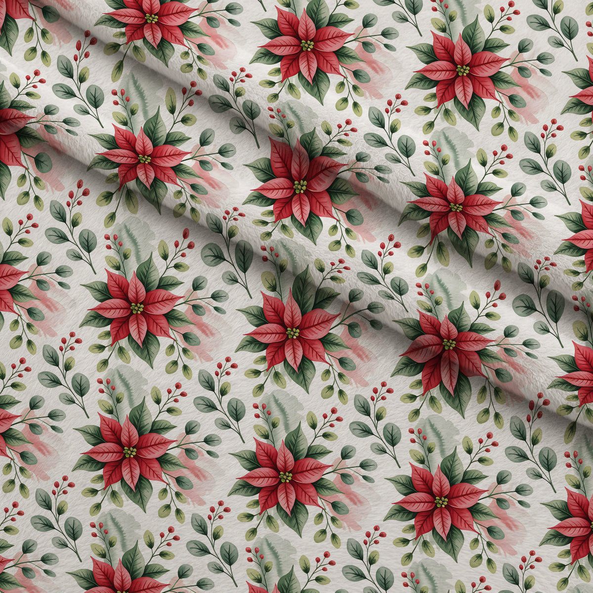 Poinsettia Pines Pattern 1 Minky Fabric