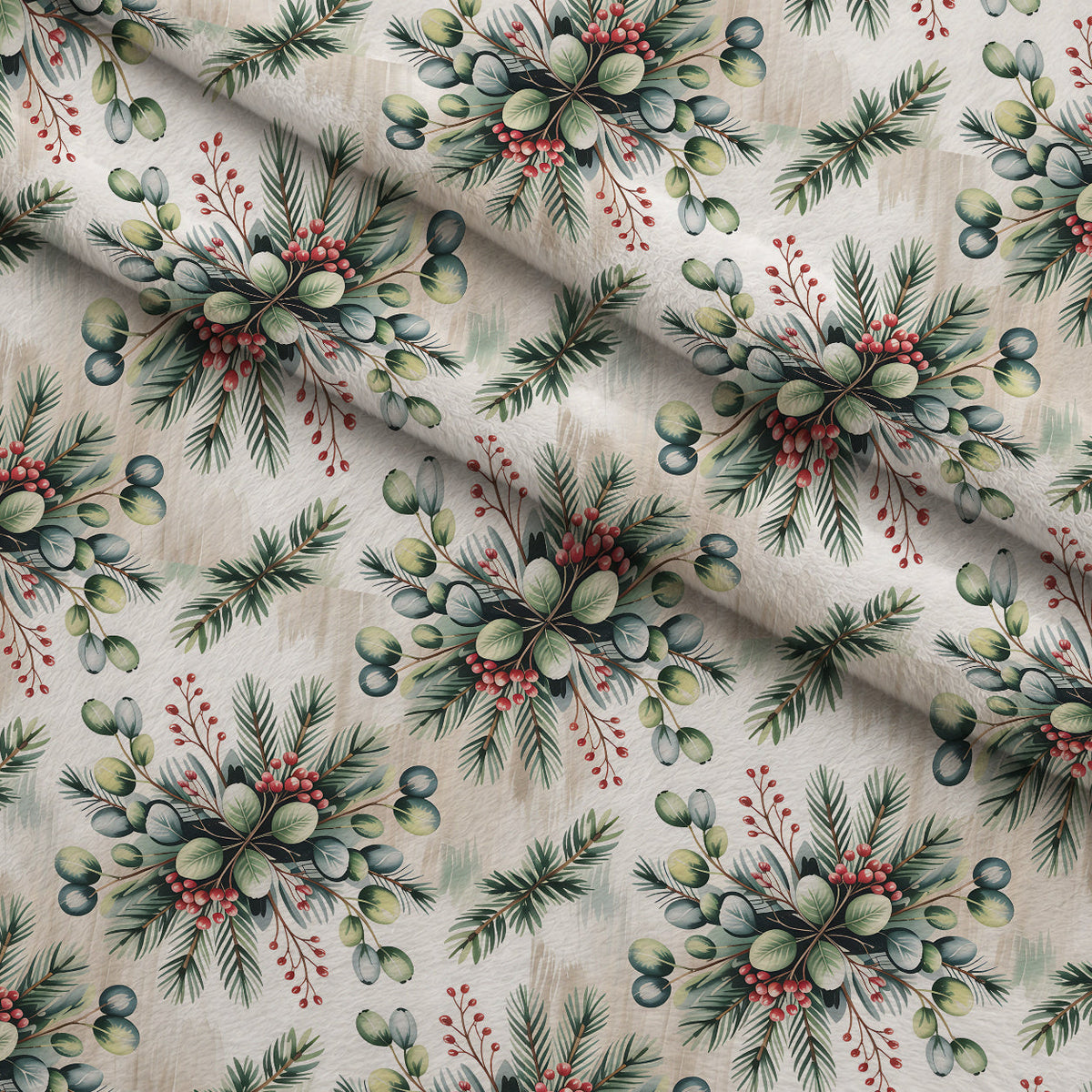 Poinsettia Pines Pattern 2 Minky Fabric