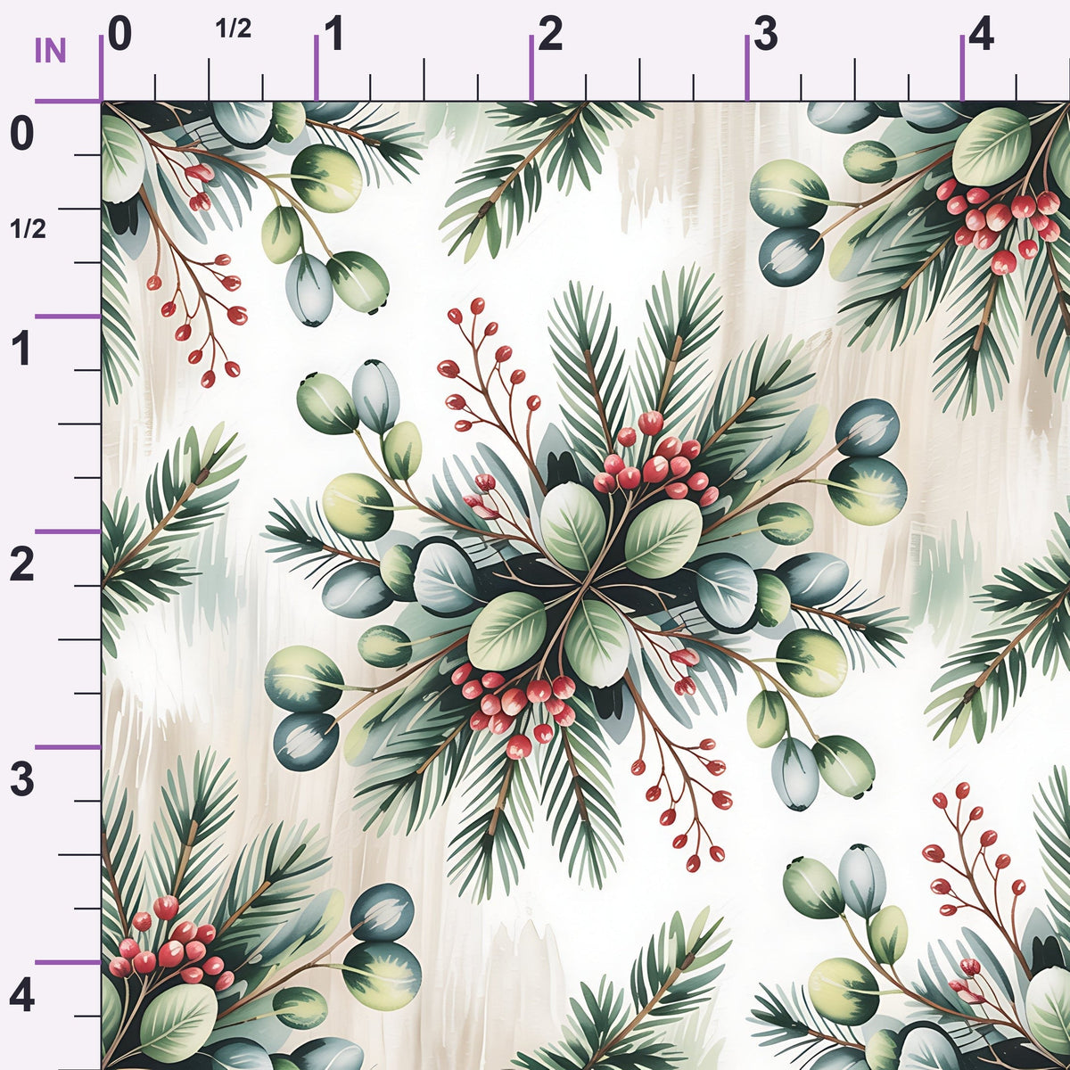 Poinsettia Pines Pattern 2 Minky Fabric