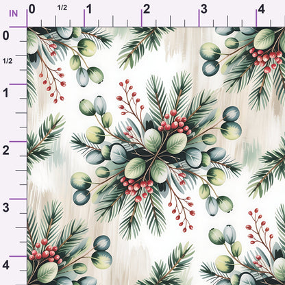 Poinsettia Pines Pattern 2 Minky Fabric