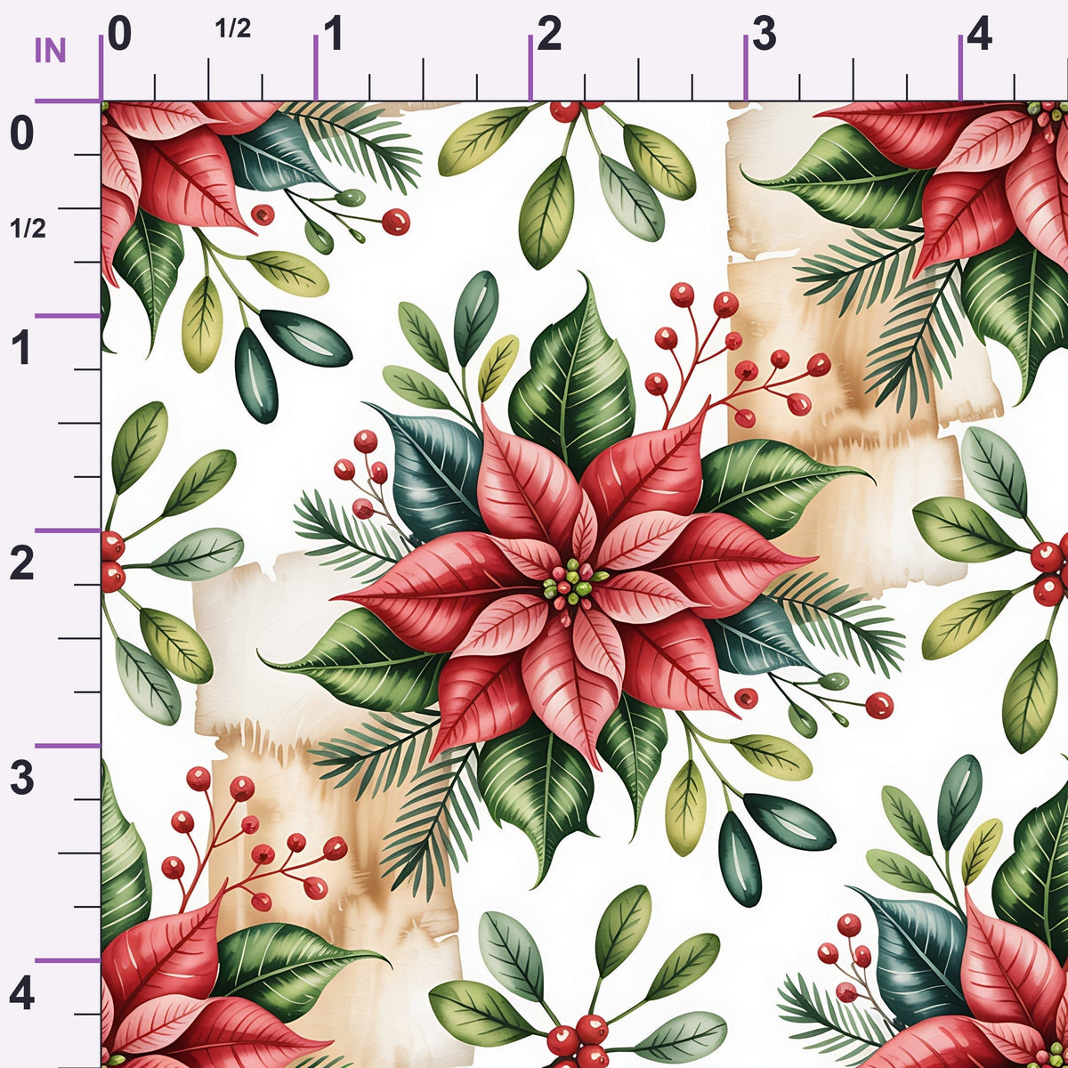 Poinsettia Pines Pattern 3 Minky Fabric