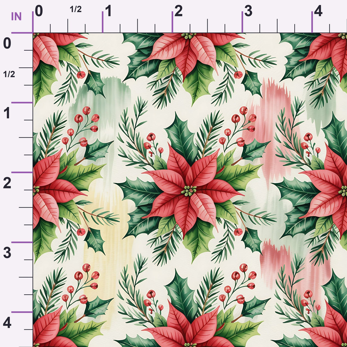 Poinsettia Pines Pattern 4 Minky Fabric