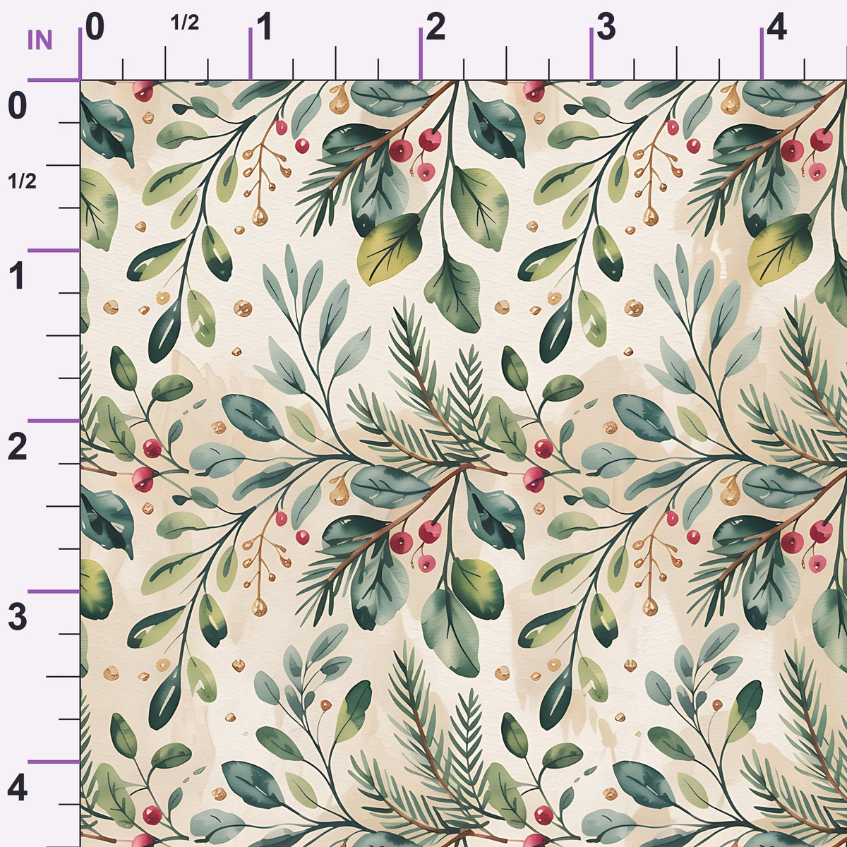 Poinsettia Pines Pattern 9 Minky Fabric