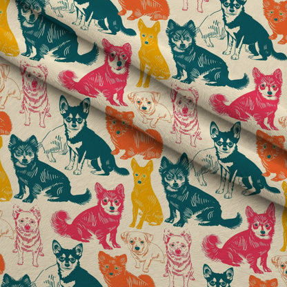 Pop Art Pups Pattern 1 Minky Fabric