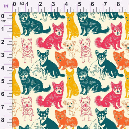 Pop Art Pups Pattern 1 Minky Fabric