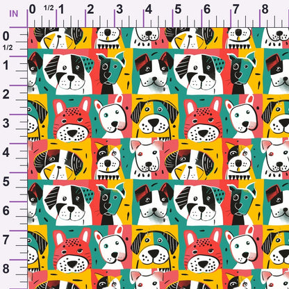 Pop Art Pups Pattern 3 Minky Fabric