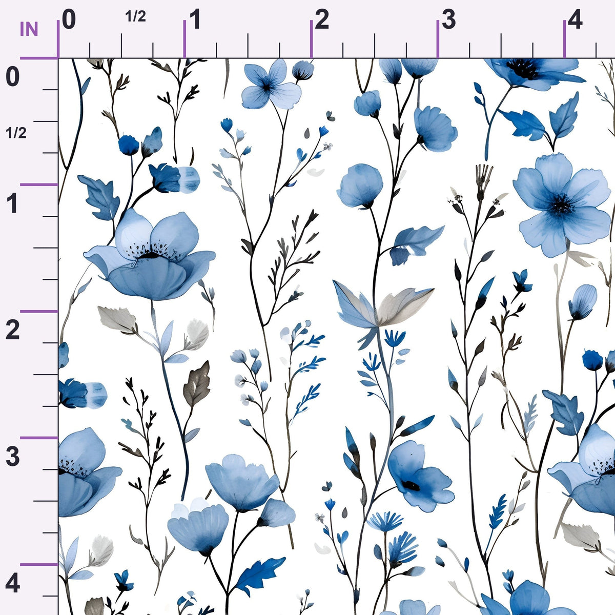 Porcelain Wildflowers Pattern 1 Minky Fabric