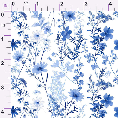 Porcelain Wildflowers Pattern 14 Minky Fabric