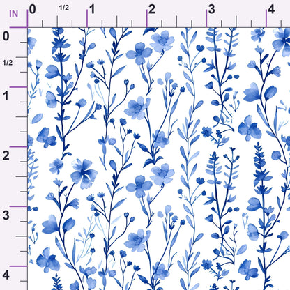 Porcelain Wildflowers Pattern 15 Minky Fabric