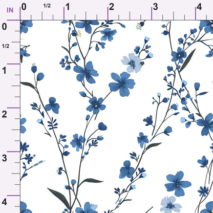 Porcelain Wildflowers Pattern 3 Minky Fabric