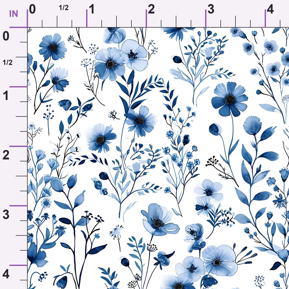 Porcelain Wildflowers Pattern 4 Minky Fabric