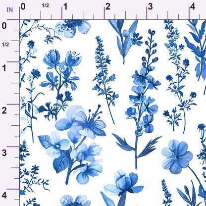 Porcelain Wildflowers Pattern 5 Minky Fabric