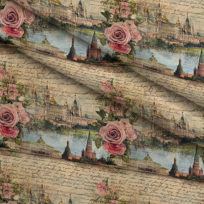 Postcard Roses Pattern 10 Minky Fabric