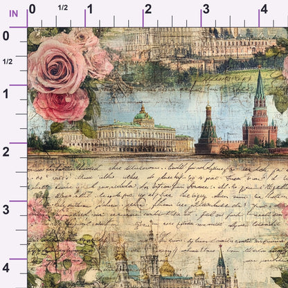 Postcard Roses Pattern 10 Minky Fabric