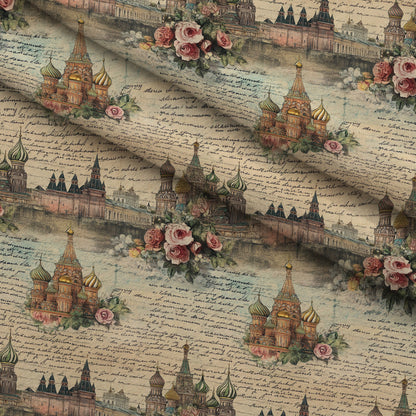 Postcard Roses Pattern 3 Minky Fabric