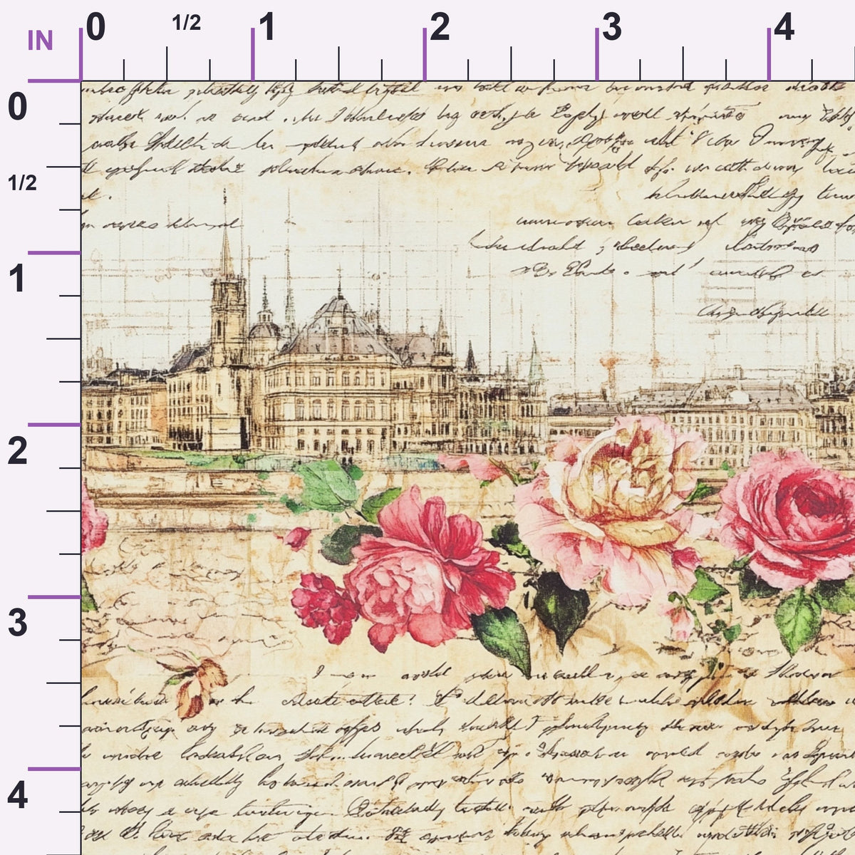 Postcard Roses Pattern 9 Minky Fabric