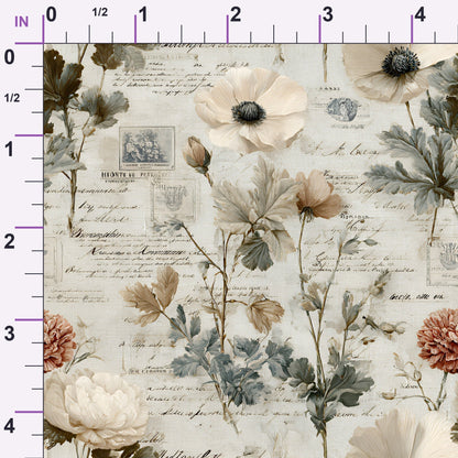 Postmarked Blooms Pattern 1 Minky Fabric