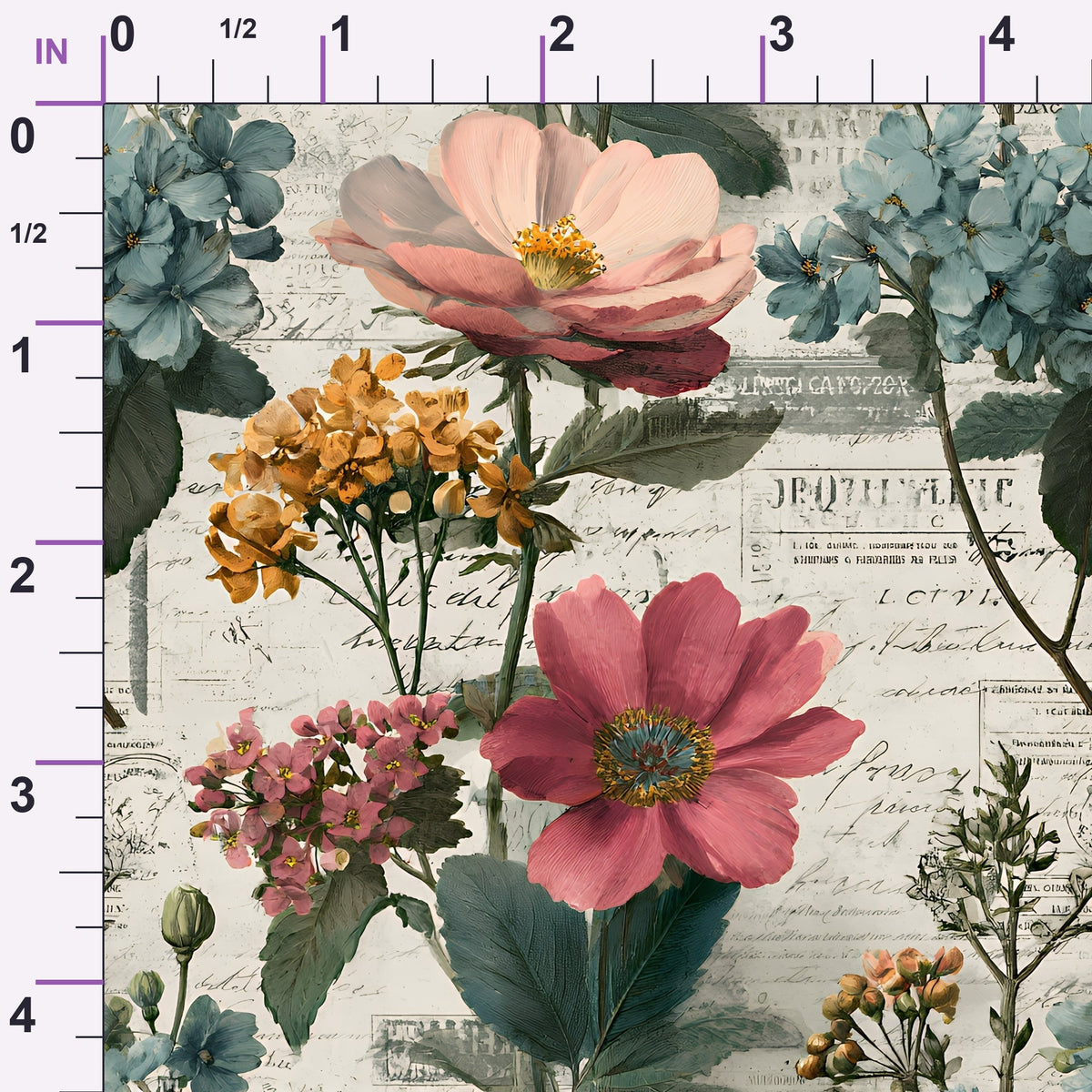 Postmarked Blooms Pattern 2 Minky Fabric